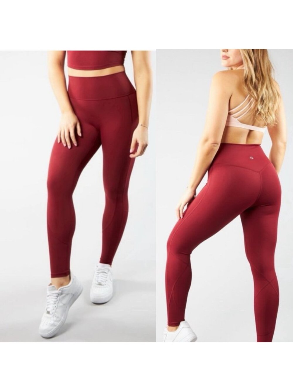 Buffbunny Collection Step Up 24" Leggings Size Large Dark Maroon Red High Rise
